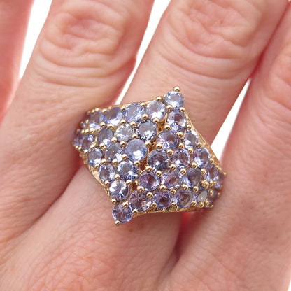 Chuck Clemency 925 Sterling Silver Gold Plated Real Tanzanite Ring Size 8