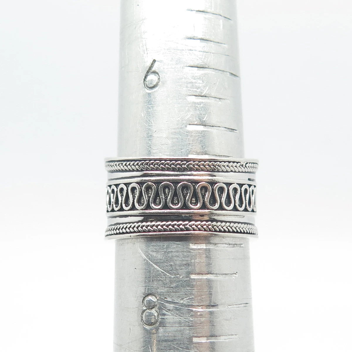 925 Sterling Silver Vintage Spiral Band Ring Size 7.25