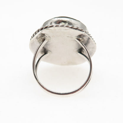 Old Pawn Sterling Silver Vintage Southwestern Turquoise Tribal Ring Size 6.25