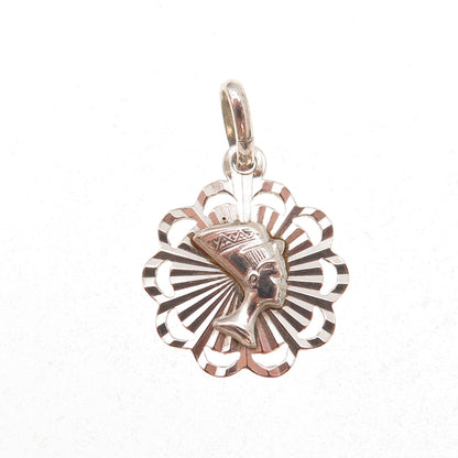 Vior 925 Sterling Silver Vintage Italy Nefertiti Egyptian Charm Pendant