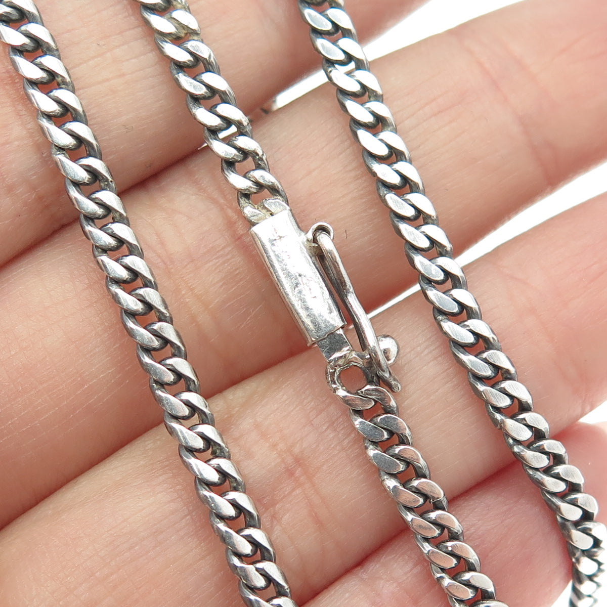 925 Sterling Silver Vintage Cuban Chain Necklace 24"