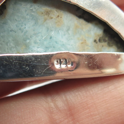 925 Sterling Silver Vintage Real Larimar Gemstone Pendant