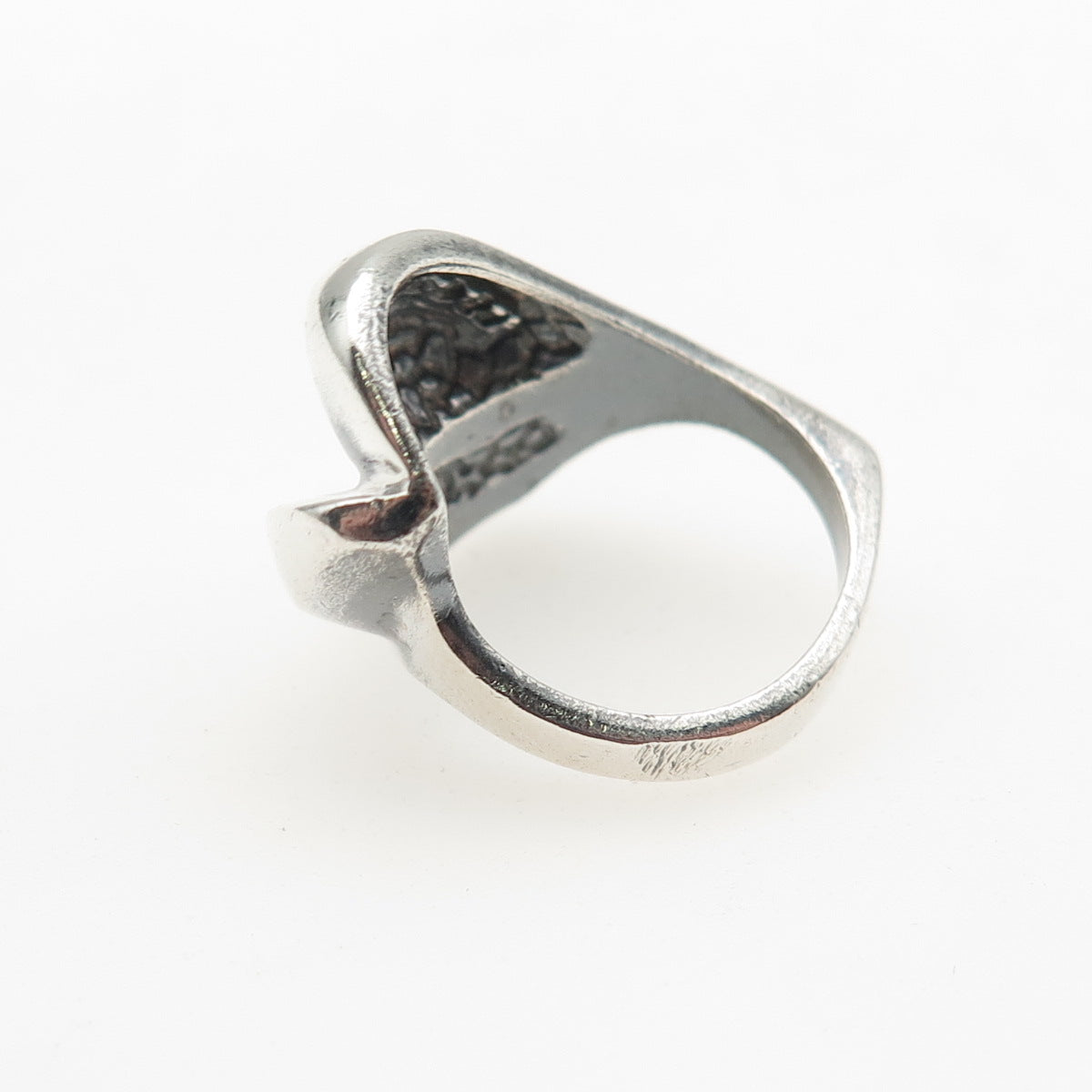 PAUL BRACKNA 925 Sterling Silver Vintage Modernist Oxidized Ring Size 5.75