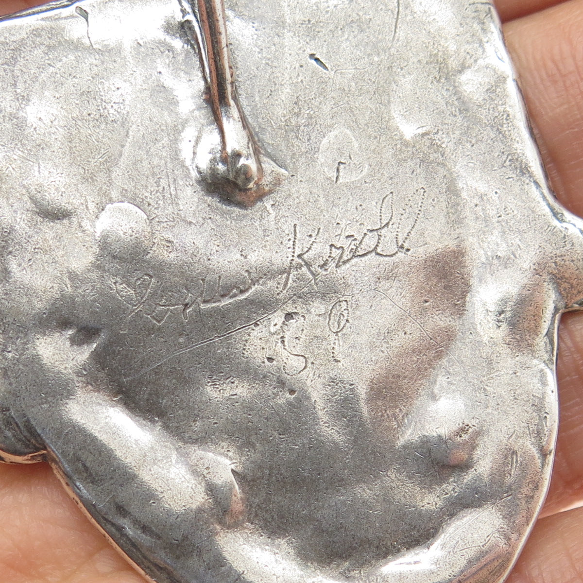 LOUIS KROLL 925 Sterling Silver Vintage 1989 African Mask Ethnic Pendant