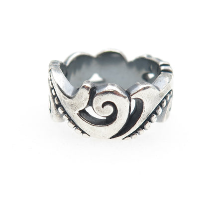 BRIGHTON 925 Sterling Silver Vintage Modernist Heart Oxidized Ring Size 6.25