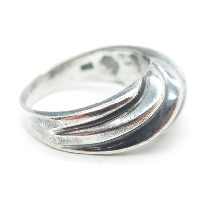 925 Sterling Silver Vintage Ribbed Ring Size 7