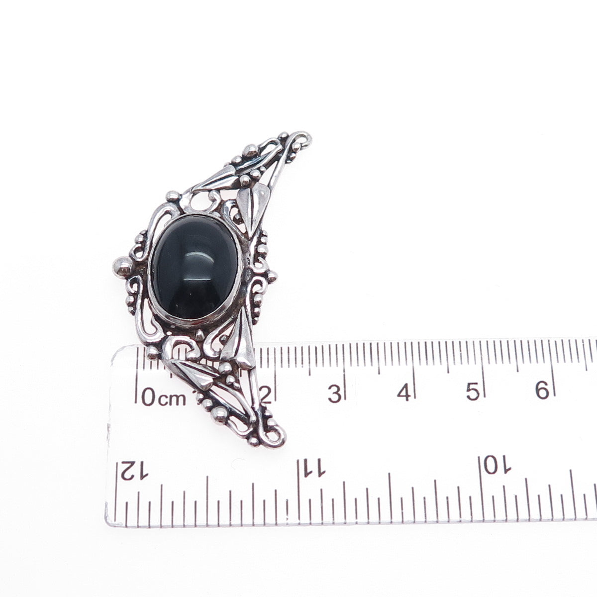 CHARLES A. HERBERT 925 Sterling Silver Vintage Black Onyx Centerpiece Pendant