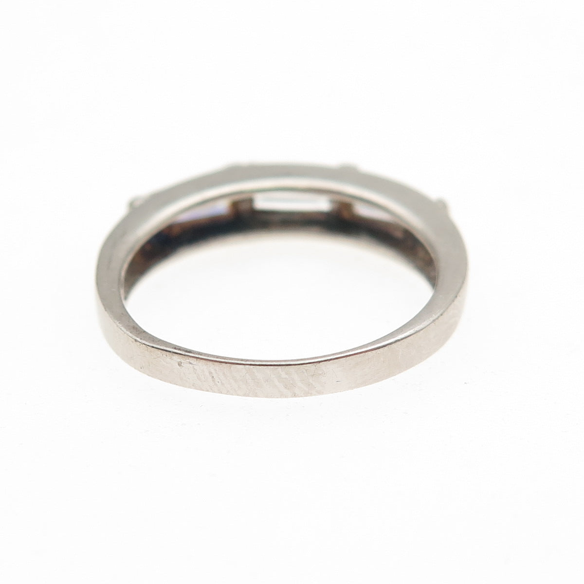 925 Sterling Silver Tapered Baguette & Emerald-Cut C Z Band Ring Size 6.25