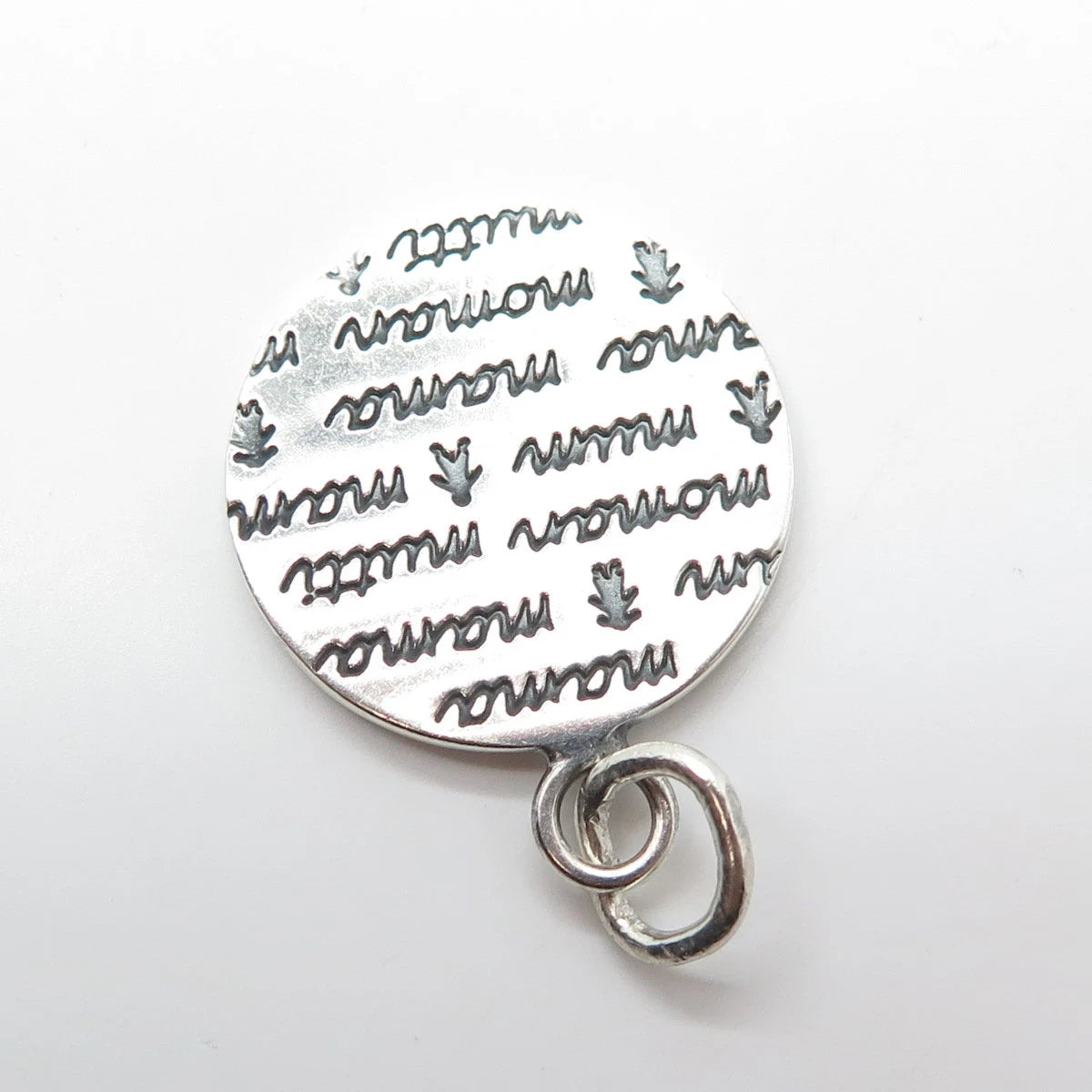 925 Sterling Silver Vintage "mama mama mama" Round Medal Pendant