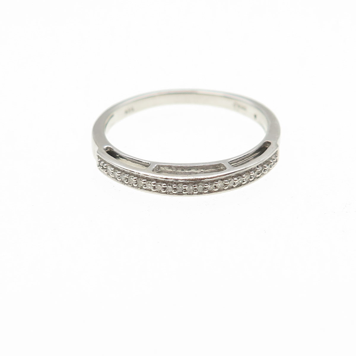 JANE SEYMOUR Sterling Silver Real Round-Cut Diamond Half Eternity Ring Size 6.75