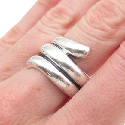 CID Clyde Duneier Sterling Silver Vintage Modernist Wrap Oxidized Ring Size 7.5