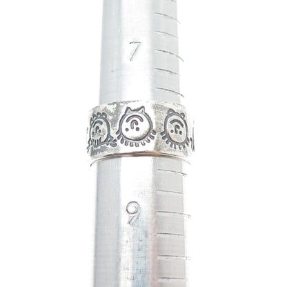 925 Sterling Silver Vintage EFS Mexico Children Oxidized Band Ring Size 8.25