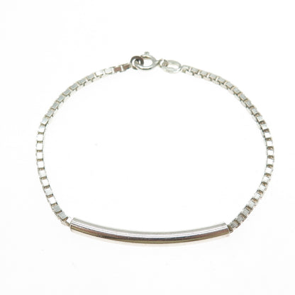 925 Sterling Silver Vintage Italy ID Bar Box Link Bracelet 6.25"
