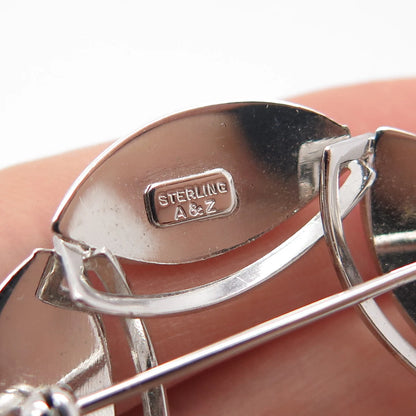 925 Sterling Silver Vintage A&Z Textured Pin Brooch