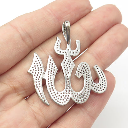 925 Sterling Silver Pave C Z Muslims Allah Pendant