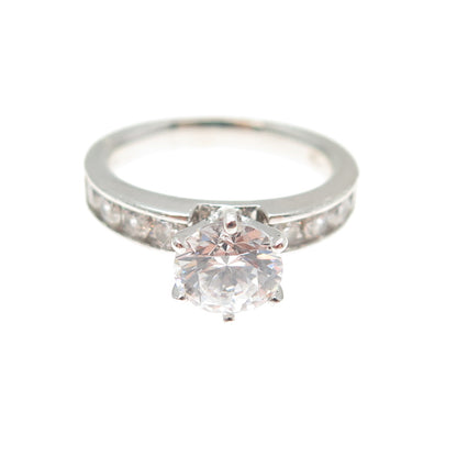 925 Sterling Silver Round-Cut C Z Engagement Ring Size 6