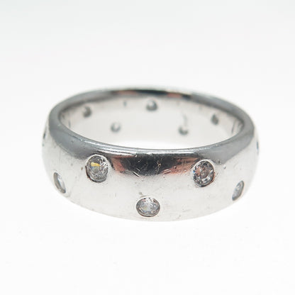 925 Sterling Silver Round-Cut C Z Celestial Band Ring Size 8.25