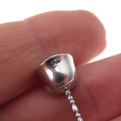 925 Sterling Silver Antique Art Deco Bell Oxidized 3D Charm Pendant