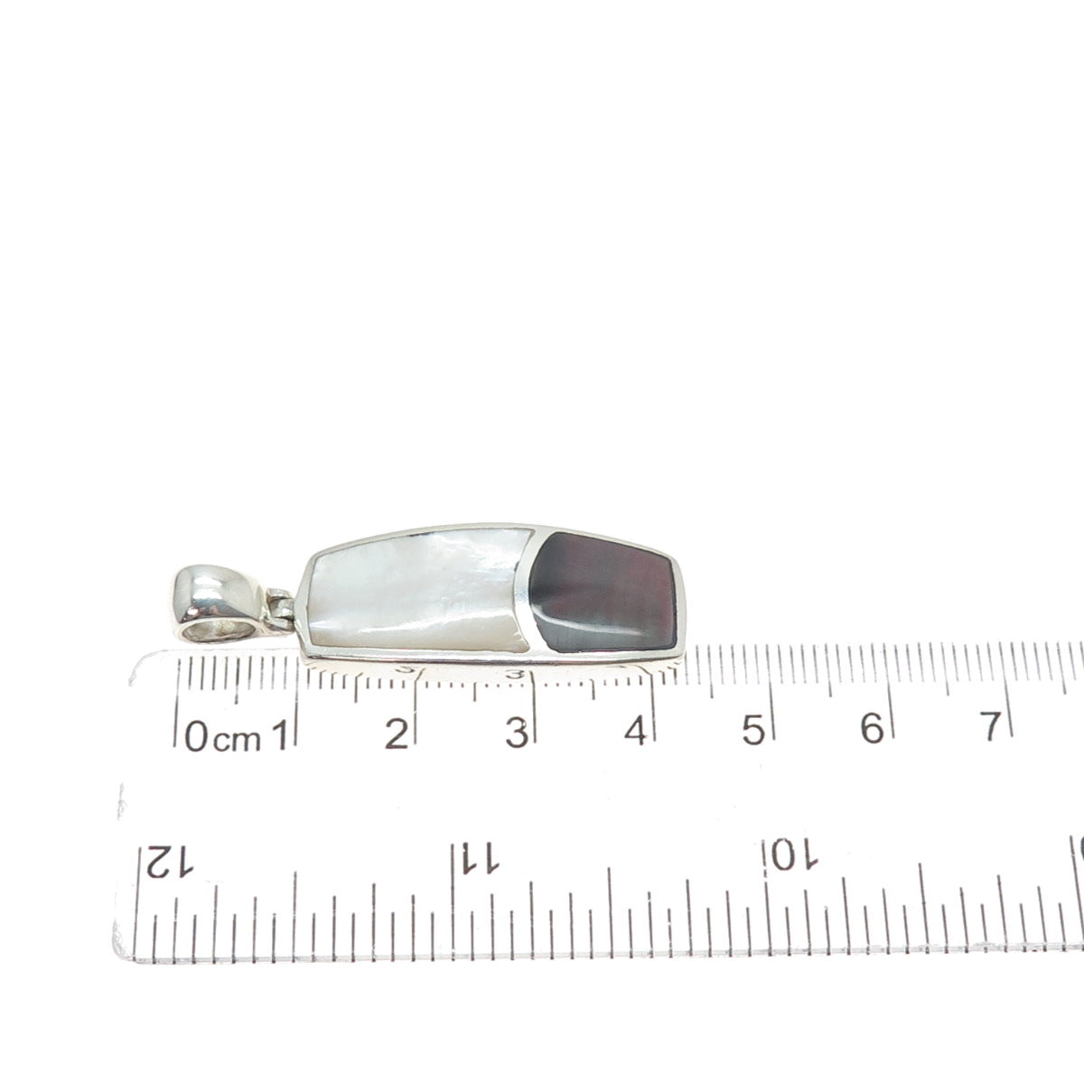 925 Sterling Silver Vintage Real MOP & Abalone Shell Modernist Pendant
