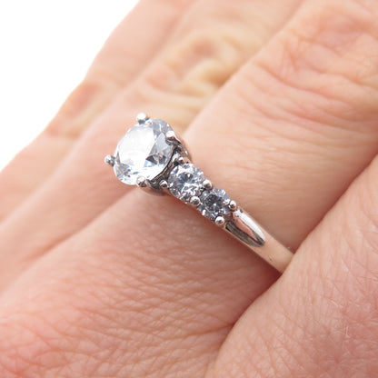 JH YOUNG 925 Sterling Silver Round-Cut C Z Engagement Ring Size 7
