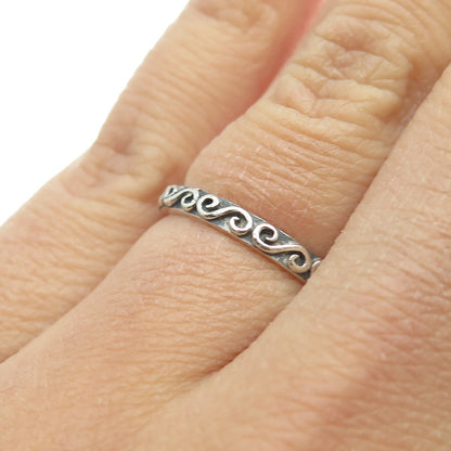 925 Sterling Silver Vintage Swirl Stackable Band Ring Size 5.5