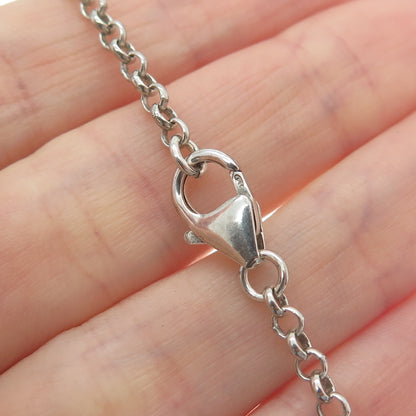 AZRIEL DAVID 925 Sterling Silver Vintage Locket Oxidized Rolo Chain Necklace 20"