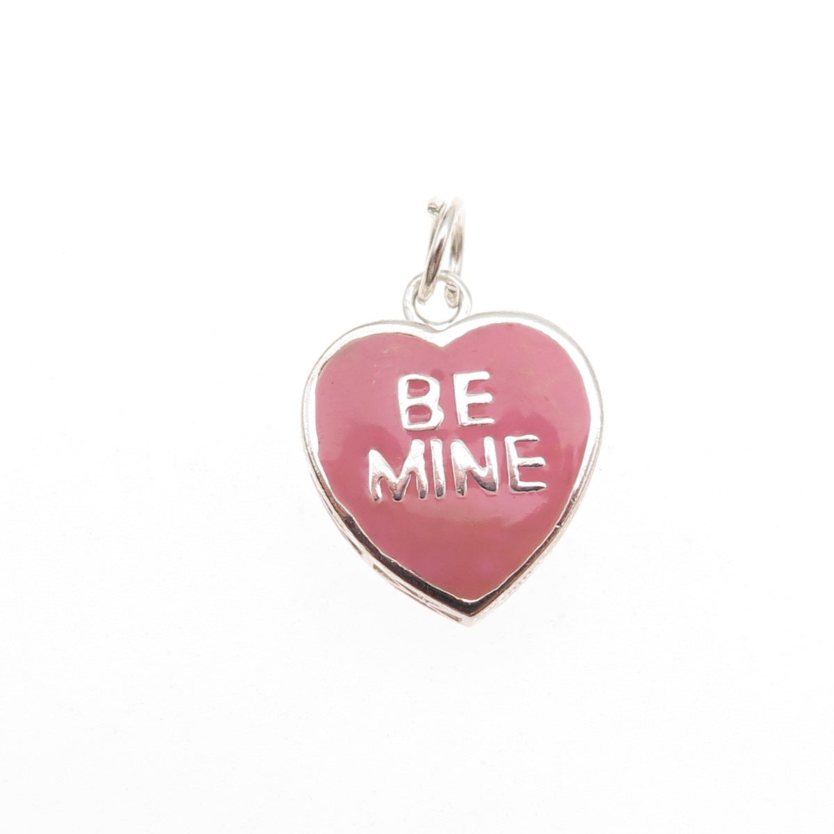 Ross Simons 925 Sterling Silver Enamel Be Mine Double Sided Heart Charm Pendant