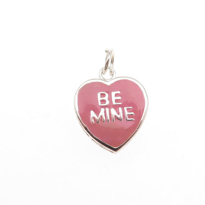 Ross Simons 925 Sterling Silver Enamel Be Mine Double Sided Heart Charm Pendant
