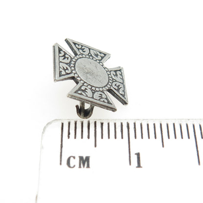 925 Sterling Silver Antique Art Deco Cross Pin Brooch