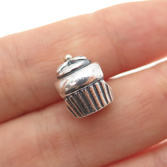 PANDORA 925 Sterling Silver & Gold Sweet Cupcake Slide Bead Charm