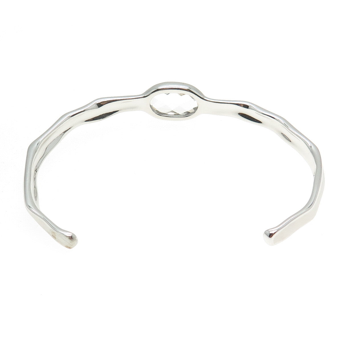 CHARLES GARNIER 925 Sterling Silver Real Clear Quartz Adjustable Bracelet 7"
