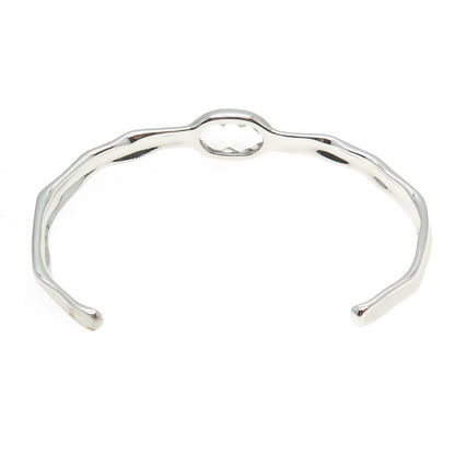 CHARLES GARNIER 925 Sterling Silver Real Clear Quartz Adjustable Bracelet 7"