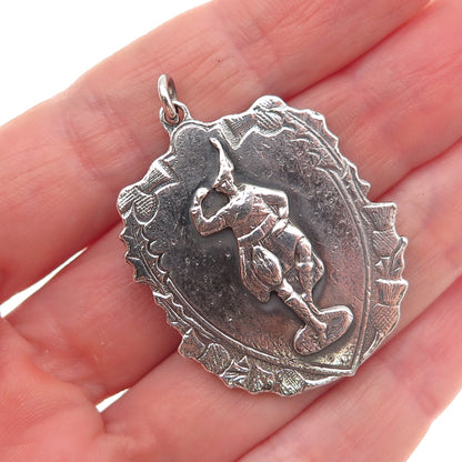 Johnson 925 Sterling Antique Art Deco Scottish Highlander Man Fob Charm Pendant