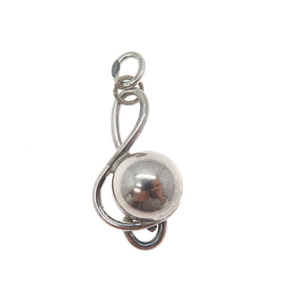 925 Sterling Silver Vintage Treble Clef Oxidized Charm Pendant