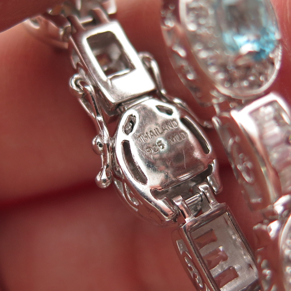 Carol Brodie MLD 925 Sterling Silver Real Blue & White Topaz Bracelet 7.25"