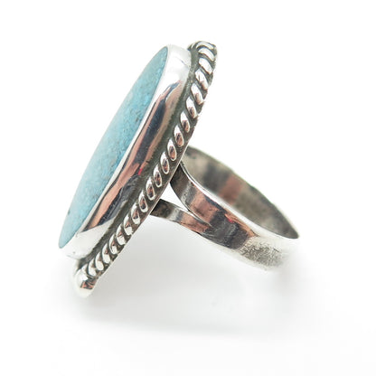 Old Pawn 925 Sterling Silver Vintage Southwestern Turquoise Inlay Ring Size 7.75