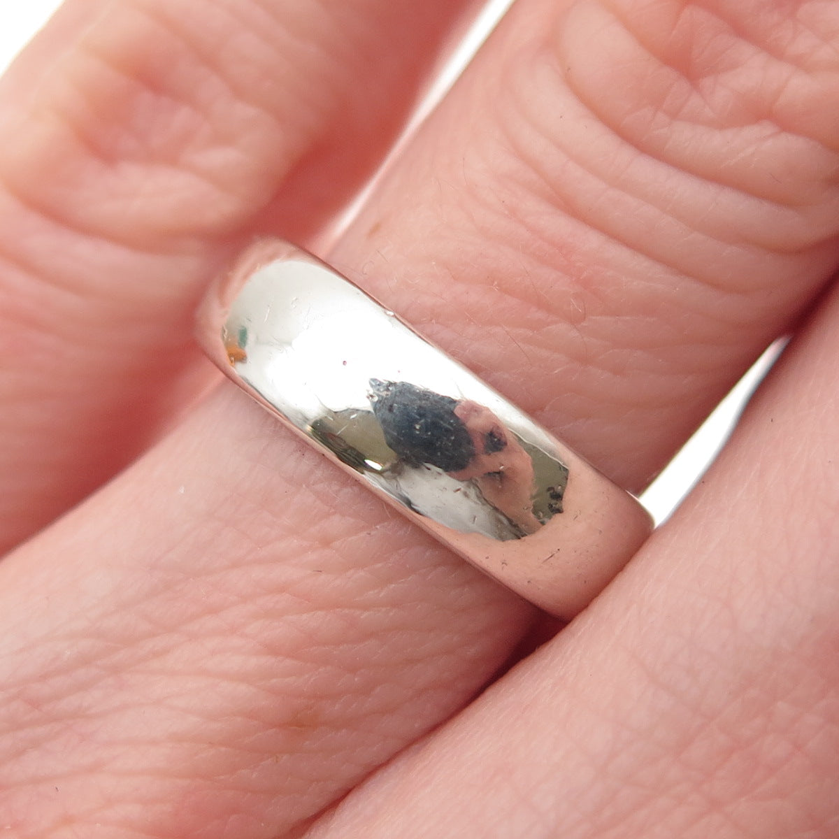 SHUBE 925 Sterling Silver Vintage Classic Wedding Band Ring Size 5.75