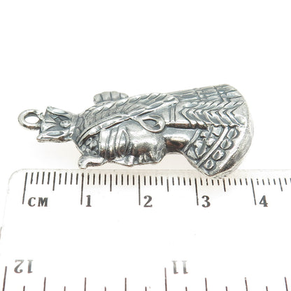 800 Silver Vintage Egypt Cleopatra Puffy Oxidized Pendant