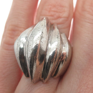 925 Sterling Silver Vintage Modernist Dome Oxidized Ring Size 6.25