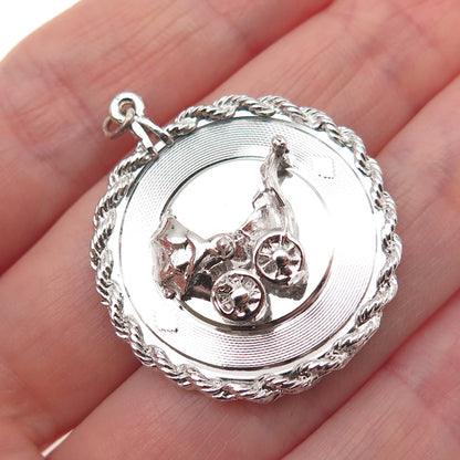 925 Sterling Silver Vintage Baby Stroller Charm Pendant