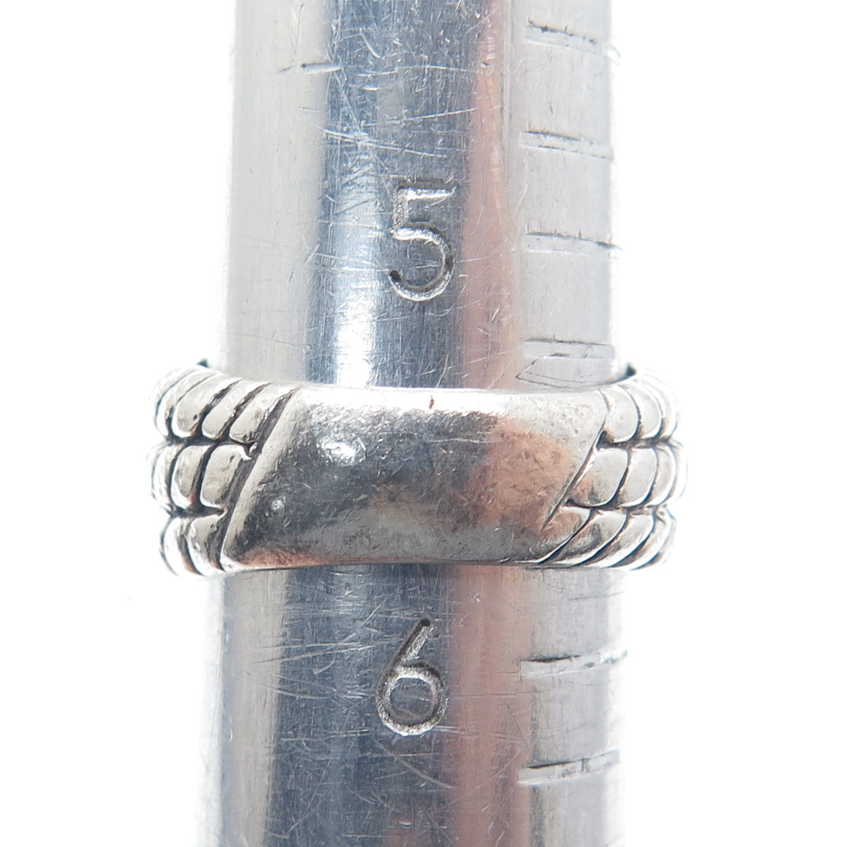 KEN CRAFTS 925 Sterling Silver Vintage Crisscross Oxidized Ring Size 5.75