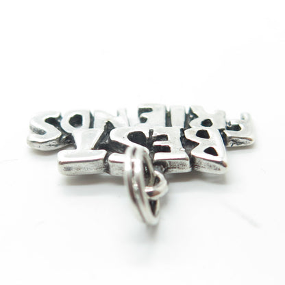 925 Sterling Silver Vintage "BEST FRIENDS" Charm Pendant