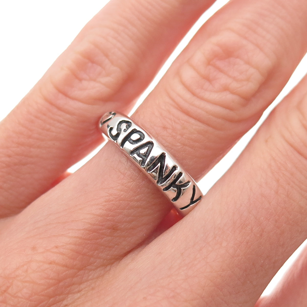925 Sterling Silver Vintage Spanky Oxidized Band Ring Size 6