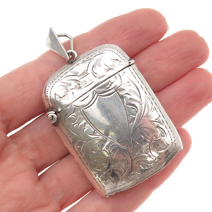 Rolason Brothers 925 Sterling Antique 1925 Birmingham Engraved Vesta Match Case