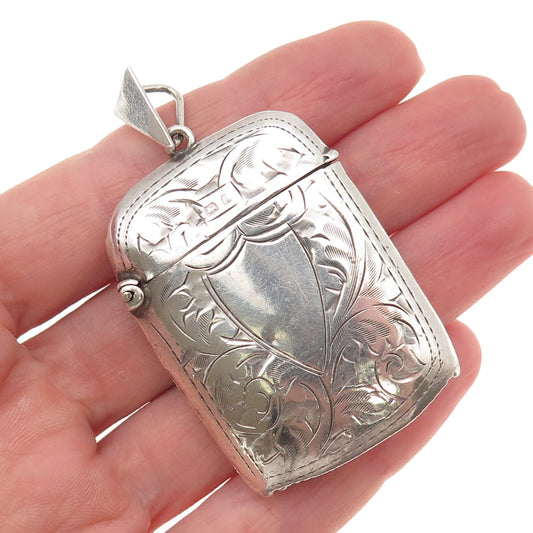 Rolason Brothers 925 Sterling Antique 1925 Birmingham Engraved Vesta Match Case