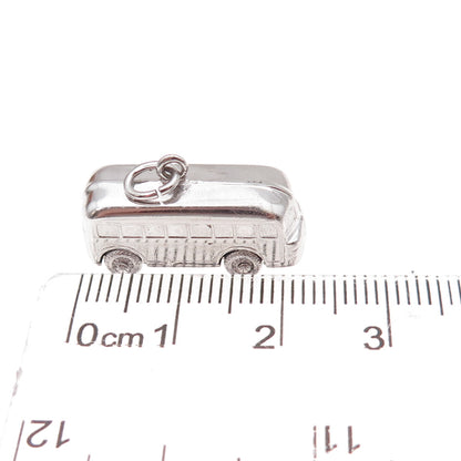 Art's Elegance 925 Sterling Silver Vintage Bus 3D Charm Pendant