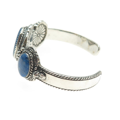 CAROLYN POLLACK Old Pawn Sterling Silver Vintage Lapis Adjustable Bracelet 6.5"