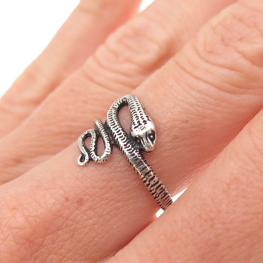 925 Sterling Silver Vintage Snake Oxidized Ring Size 6.25