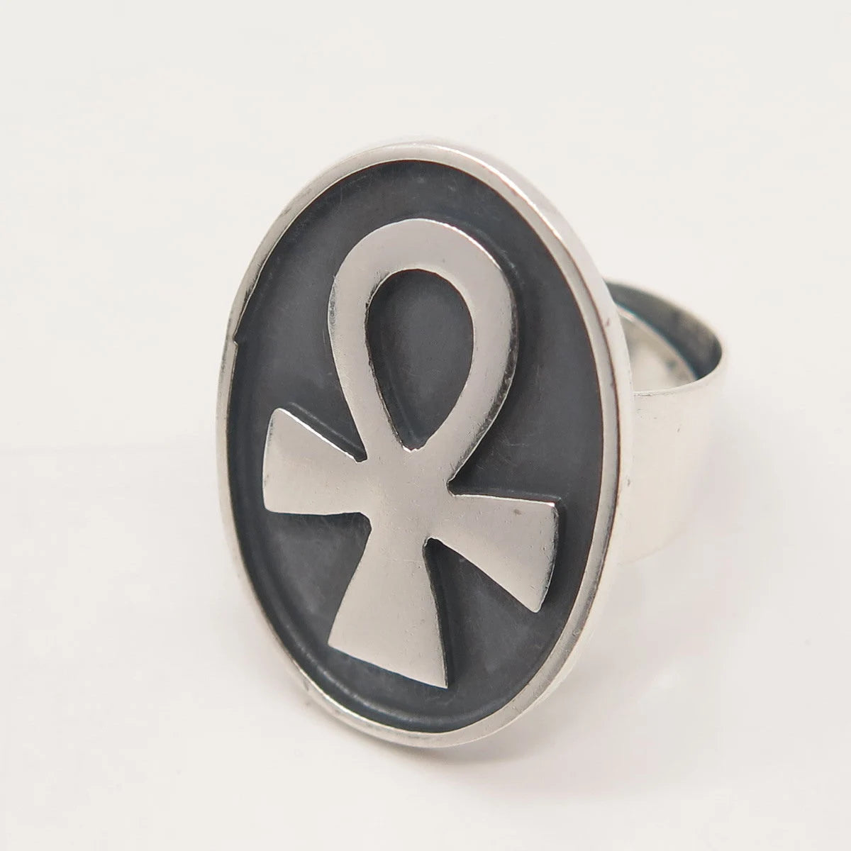 925 Sterling Silver Vintage Mexico Coptic Cross Adjustable Ring Size 5.5