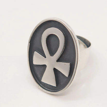 925 Sterling Silver Vintage Mexico Coptic Cross Adjustable Ring Size 5.5